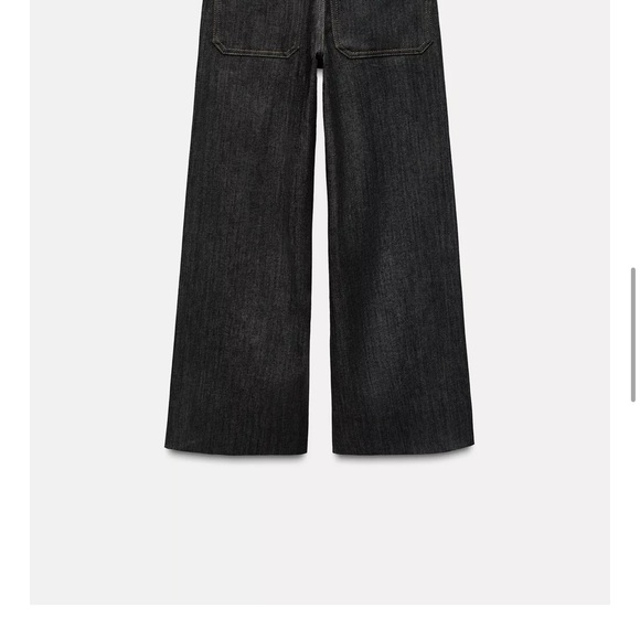 ZARA Jeans The Patch Pocket Wide Leg Denim Rinse Black 8307/042 Women 12 New - Picture 3 of 13